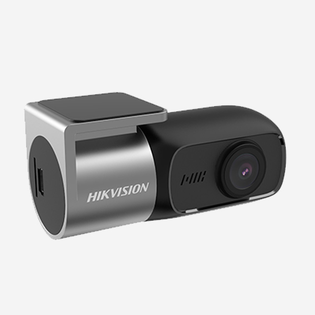 HIKvision AE-DC4018-D1PRO dash camera with 1440P HD video, Wi-Fi app, G-Sensor emergency lock, and 330° rotation design.