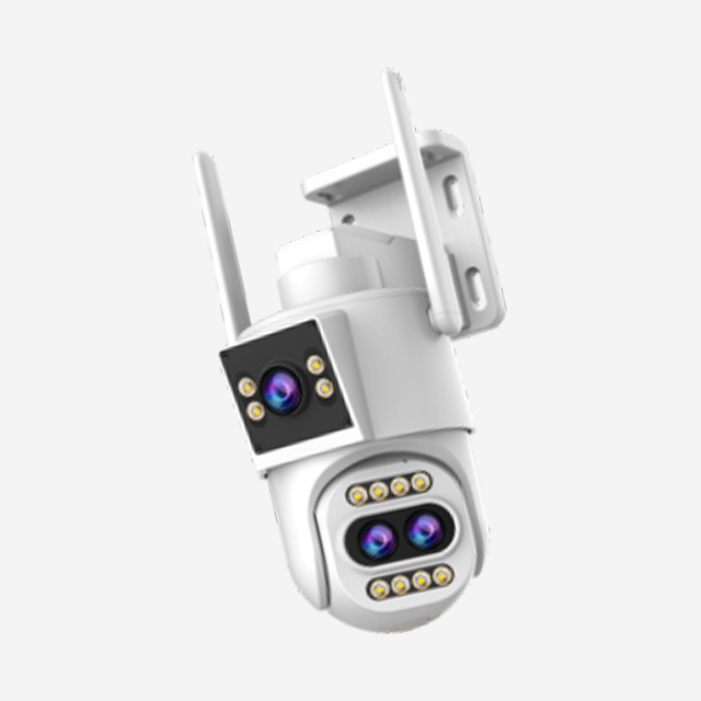 JOOAN W10Z-U outdoor Wi-Fi dual-lens camera with 3MP HD, H.265 video, night vision, 2.4GHz Wi-Fi, and Cam720 app control.