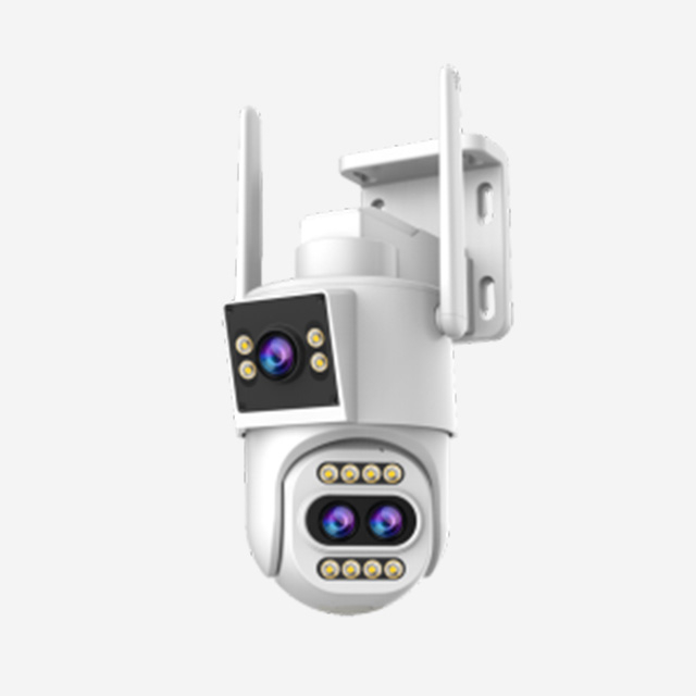 JOOAN W10Z-U outdoor Wi-Fi dual-lens camera with 3MP HD, H.265 video, night vision, 2.4GHz Wi-Fi, and Cam720 app control.