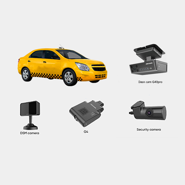 Hikvision 3CH 1080P taxi dash camera with GPS, Wi-Fi, and driver monitoring system.