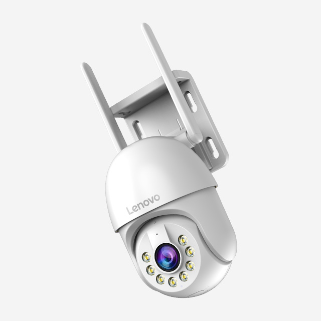 Lenovo Outdoor Camera X5T with 3MP HD video, Wi-Fi app, night vision, motion detection, alarm, and SD card storage.