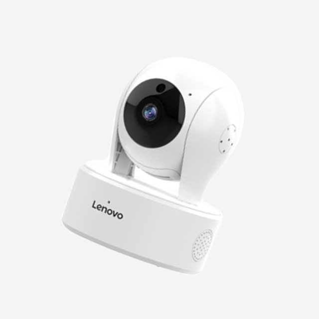 Lenovo C2E AI 360° smart camera with night vision, motion alarm, voice recording, Wi-Fi, and cloud storage support.