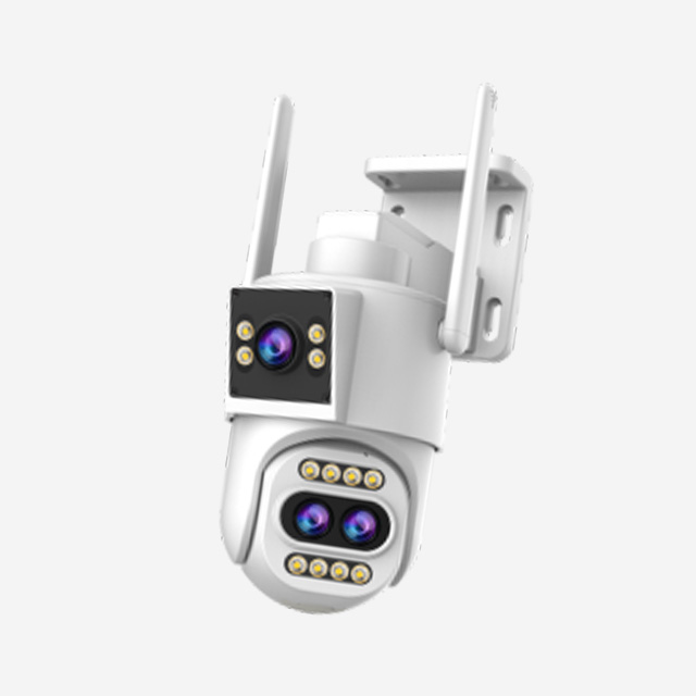 JOOAN W10Z-U outdoor Wi-Fi dual-lens camera with 3MP HD, H.265 video, night vision, 2.4GHz Wi-Fi, and Cam720 app control.