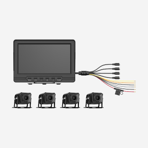 HIKvision 4-ch 1080p vehicle monitoring system with LCD, cameras, cables, and TF card for driving safety