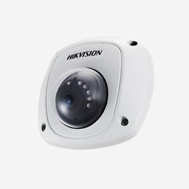 HIKvision indoor analog camera with DIS sensor, mic, IP65, IK07, IR cut filter, and OSD menu for indoor surveillance.