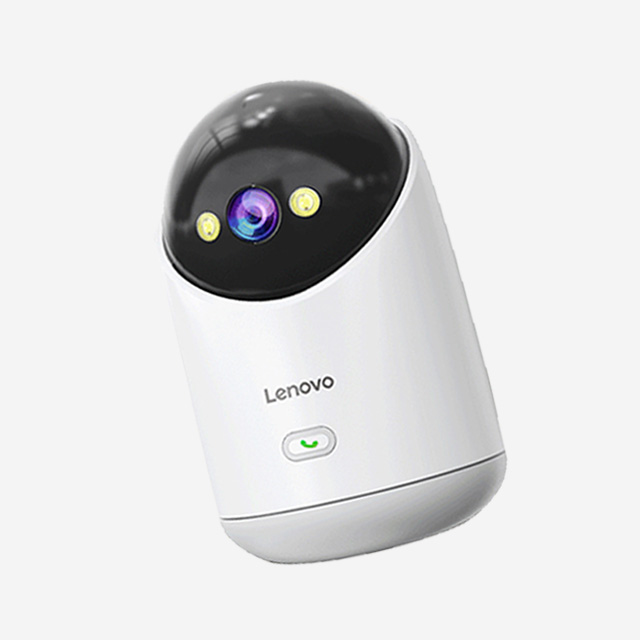 Lenovo C33Pro AI 360° smart camera with night vision, motion alarm, voice recording, Wi-Fi, and cloud storage.