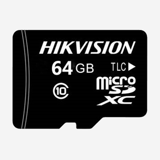 HIKvision SD TF card with MLC storage, wide temperature range, reliable for vehicle monitoring.