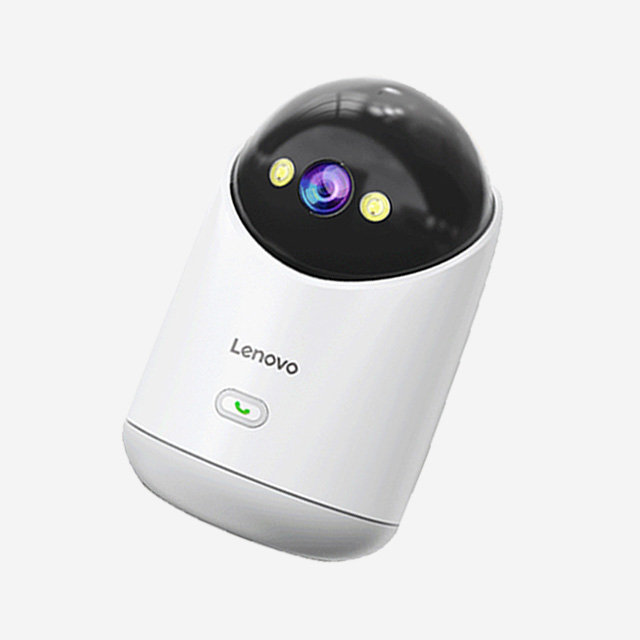 Lenovo C33Pro AI 360° smart camera with night vision, motion alarm, voice recording, Wi-Fi, and cloud storage.