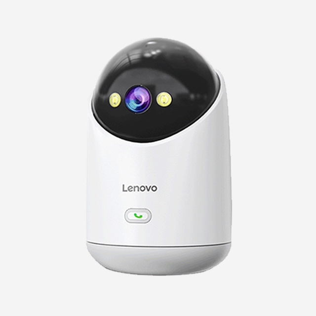Lenovo C33Pro AI 360° smart camera with night vision, motion alarm, voice recording, Wi-Fi, and cloud storage.