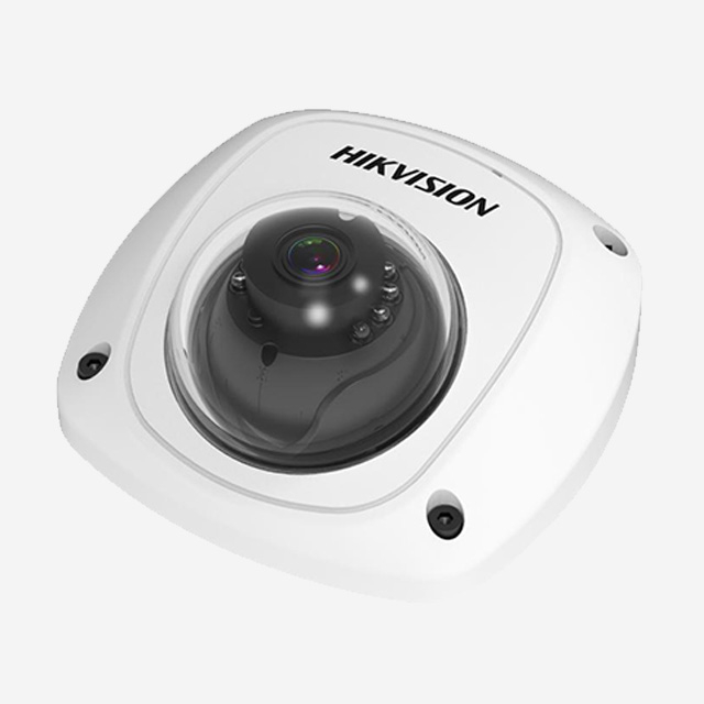 HIKvision 1080P indoor analog dome camera with smart IR, AGC, RGB-IR, built-in microphone, and 3-axis adjustment.
